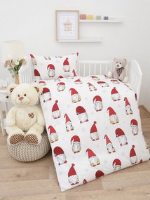 Vianočné bavlnené obliečky Renforcé do postieľky – Trpaslíci biele