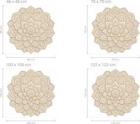 Krémová mandala plastická textilná preliepateľná dekorácia na stenu arch 46 x 46 cm