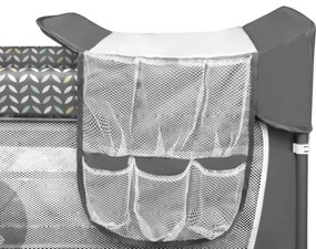 Lionelo - Cestovná postieľka FLOWER Šedá Scandi