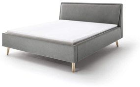 Čalúnená posteľ deria s úložným priestorom 140 x 200 cm svetlosivá MUZZA