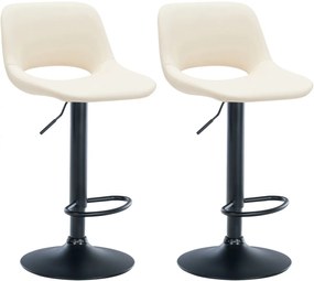 Design-Shop 2x Barová stolička Camden - koženka, čierny rám - Krémová