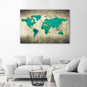 Obraz na plátně, Mapa světa zelená - 120x80 cm