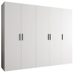 Šatníková skriňa 250 cm Borry 1 (biela + čierna). Akcia -20%. Vlastná spoľahlivá doprava až k Vám domov. 1125780