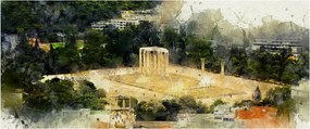 Obraz - Chrám Dia, Atény, Grécko (120x50 cm)
