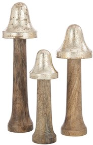 Set 3ks dekorácie huba z mangového dreva - Ø 8 * 31 cm