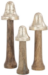 Set 3ks dekorácie huba z mangového dreva - Ø 8 * 31 cm