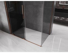 Mexen Velar, sprchový kút s posuvnými dverami 150 x 80 cm, 8mm šedé sklo, ružové zlato, 871-150-080-41-60