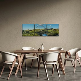 Obraz - Jazero v lesoch (s hodinami) (90x30 cm)