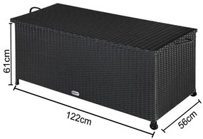 Casaria Polyratanový úložný box RICCO, 122x56 61cm, čierna