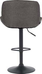 Barová stolička Solon - látka, čierny rám - tmavošedá