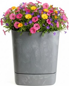 PLASTOVÝ KVETINÁČ CUBI 30X33 CM IMITÁCIA BETÓNU SIVÁ