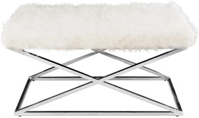 Tutumi Tutumi, lavička v škandidávskom štýle 100x50x52cm BC-1518-1, biela-chrómová, KRZ-03800