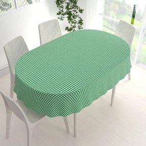 Biante Bavlnený oválny obrus Sandra SA-058 Zeleno-biele kocky 120x160 cm