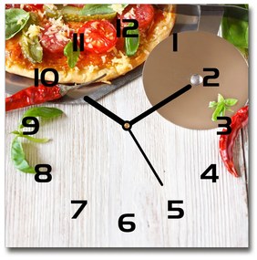 Sklenené nástenné hodiny štvorec Pizza pl_zsk_30x30_c-f_68071696