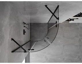 Mexen Mist, polkruhový výklopný sprchový kút 80 x 80 cm, číre sklo, čierny profil, 8A33-080-080-70-00