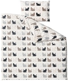 Obliečky z Renforcé bavlny PATTERNED CATS béžové Rozmer obliečky: 2 ks 70 x 90 cm | 200 x 220 cm
