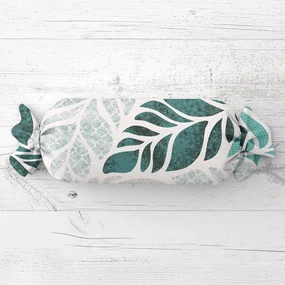 Biante Vankúš valec bonbon Sandra SA-572 Sivo-modrozelené abstraktné listy na bielom 15x40 cm
