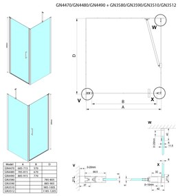 Gelco Gelco, LORO obdĺžniková sprchová zástena 900x1200mm, GN4490-02