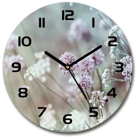 Sklenené hodiny okrúhle Divoké kvety pl_zso_30_c-f_68608156