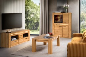Televízny stolík Velvet II 25 161 cm z masívu s LED osvetlením dub prírodný