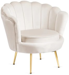 Kreslo LOREN s podnožkou, krémové, z velúru