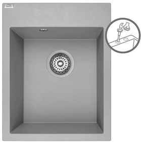 Laveo Monchichi, 1-komorový granitový drez 390x500x205 mm, šedá, LAV-SBO_510Y