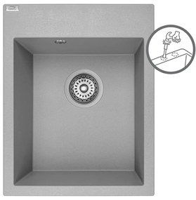 Laveo Monchichi, 1-komorový granitový drez 390x500x205 mm, šedá, LAV-SBO_510Y
