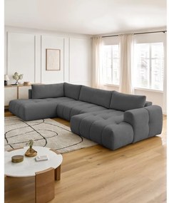 Tmavosivá rozkladacia/s úložným priestorom rohová pohovka (ľavý roh/do tvaru "U") Fuji – Bobochic Paris