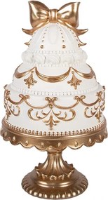 Bielo-zlatá elegantná dekorácia zdobená torta - Ø 19*33 cm