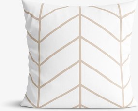 Goldea bavlnená obliečka na vankúš - béžový cikcak na bielom 40 x 40 cm