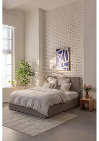Čalúnená dvojlôžková posteľ taupe s úložným priestorom s roštom 180x200 cm Thessa Bold – Bonami Selection