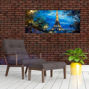 Obraz - Olejomaľba Eiffelovej veže (120x50 cm)