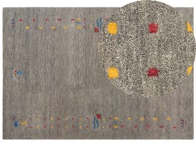 Vlnený koberec gabbeh 160 x 230 cm sivý SEYMEN Beliani