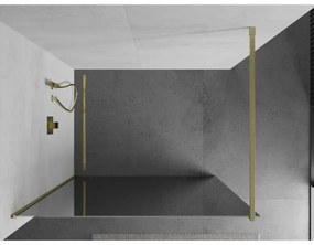 Mexen Kioto, sprchová zástena Walk-In 100 x 200 cm, 8mm sklo vzor zrkadlo, zlatý matný profil, 800-100-101-55-50