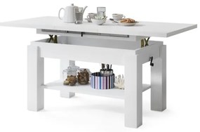 Rozkladací konferenčný/jedálenský stôl s policou ADONIS biely