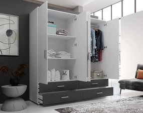 Šatníková skriňa Ivar, 180 cm, biela/grafit
