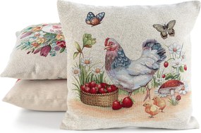 GOBELÍNOVÁ DEKORAČNÁ OBLIEČKA NA VANKÚŠ FOWL1 45X45 CM VZOROVANÁ