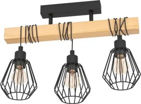 Eglo 780168 - Prisadený luster TABODI 3xE27/40W/230V borovica/čierna