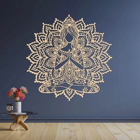 SENTOP | Drevená mandala joga žena – moderný 3D obraz na stenu do obývačk | SENTOP HDF0511