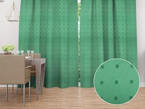 Biante Dekoračný záves PM-022 Štvorčeky na zelenom 140x260 cm