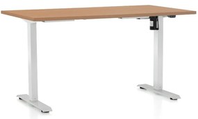 Výškovo nastaviteľný stôl OfficeTech A, 140 x 80 cm, biela podnož, buk