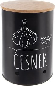 ORION Dóza na cesnak, plech/bambus priem. 11 cm, BLACK CZ