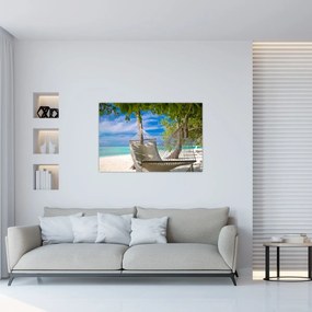 Obraz - Hojdacia sieť na pláži (90x60 cm)