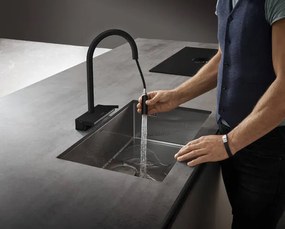 Hansgrohe Aquno Select M81, páková kuchynská batéria 170, vyťahovateľná sprška, 3jet, sBox, čierna matná, HAN-73831670