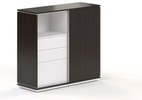 Stredná skriňa Creator 123,2 x 44,5 x 115,5 cm, biela / wenge