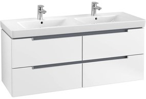 VILLEROY &amp; BOCH Subway 2.0 závesná skrinka pod dvojumývadlo, 4 zásuvky, 1287 x 449 x 520 mm, White Matt, A69900MS