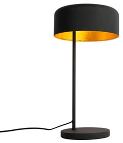 Retro stolná lampa čierna so zlatým vnútrom - Jinte