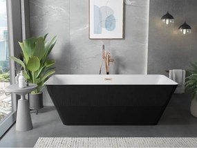 Mexen Velo Slim, voľne stojaca vaňa 170 × 75 cm, biela lesklá, ružové zlato prepad, 52811707500-60