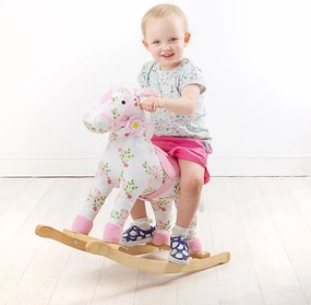 Bigjigs Toys Drevený hojdací kôň s kvetmi