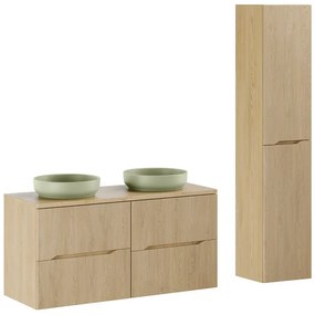 Kúpeľňová zostava Severská Rieka s doskou, umývadlami a skrinkami 120 cm dub cremona